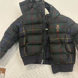 Boys Ralph Lauren plaid teddy coat sz 5 euc